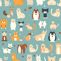 Cartoon animals colorful drawing seamless element pattern and background
