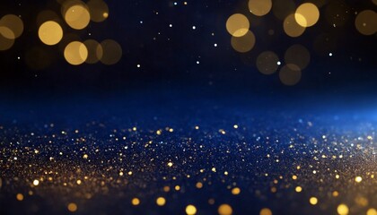 Fototapeta na wymiar Glitter Blue and Golden Bokeh Background