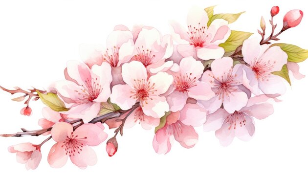 Watercolor painting of cherry blossoms sakura