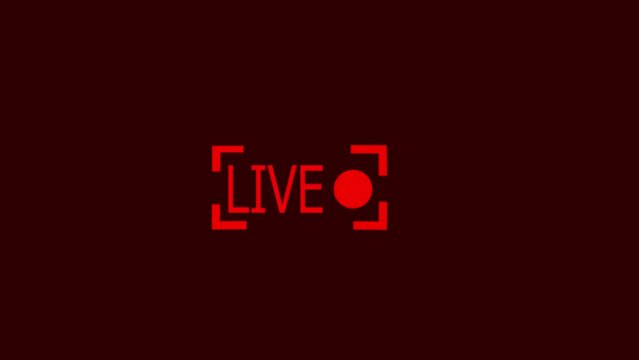 Live Stream sign animation. Live button animation. Red symbol, button of live streaming, broadcasting, online stream emblem. Alpha channel. For tv, shows and social media live performances.