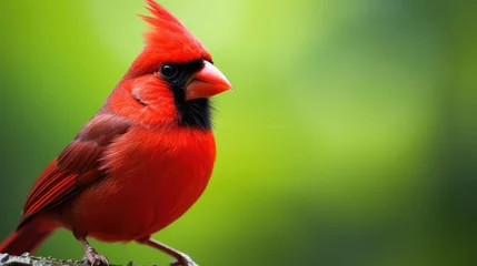 Fotobehang cardinal bird branch green © Eyepain