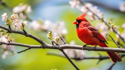 cardinal bird branch green