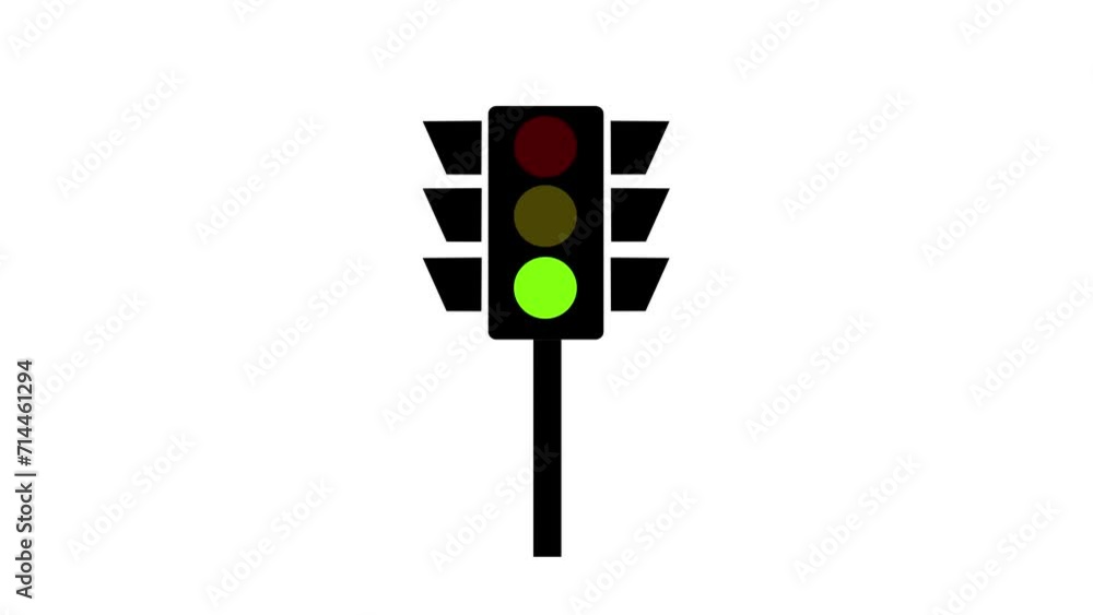 Poster traffic light signals icon animation. animation of a traffic light changing direction. traffic light