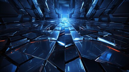 Fototapeta premium Glass texture modern technology dark blue abstract futuristic background