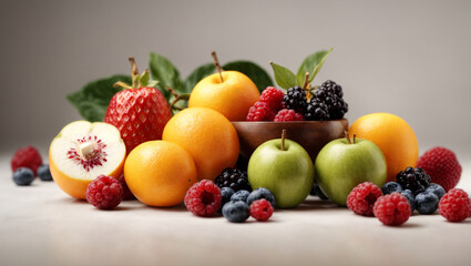 Naklejka na ściany i meble Fruits On White Background