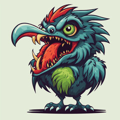 Obraz premium Zombie bird monster vector illustration