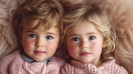 可愛らしい双子の赤ちゃん - obrazy, fototapety, plakaty