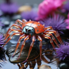 Macro shot of Spider mini Creature Spider Generative AI