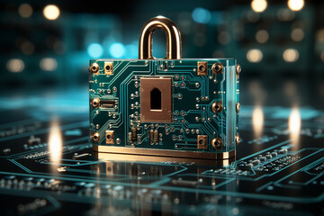 Background of the lock shape of cybersecurity and privacy concepts, 3d rendering - obrazy, fototapety, plakaty