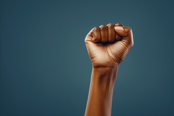 A raised fist as a symbol of black women's empowerment, suitable for Black History Month or Woman's Day events.