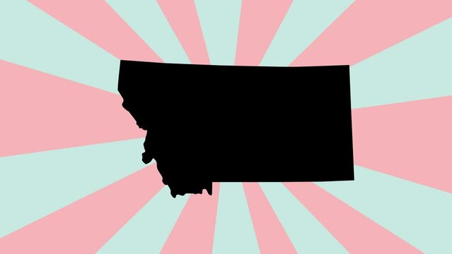 Animated map of the state of Montana with a rotating background