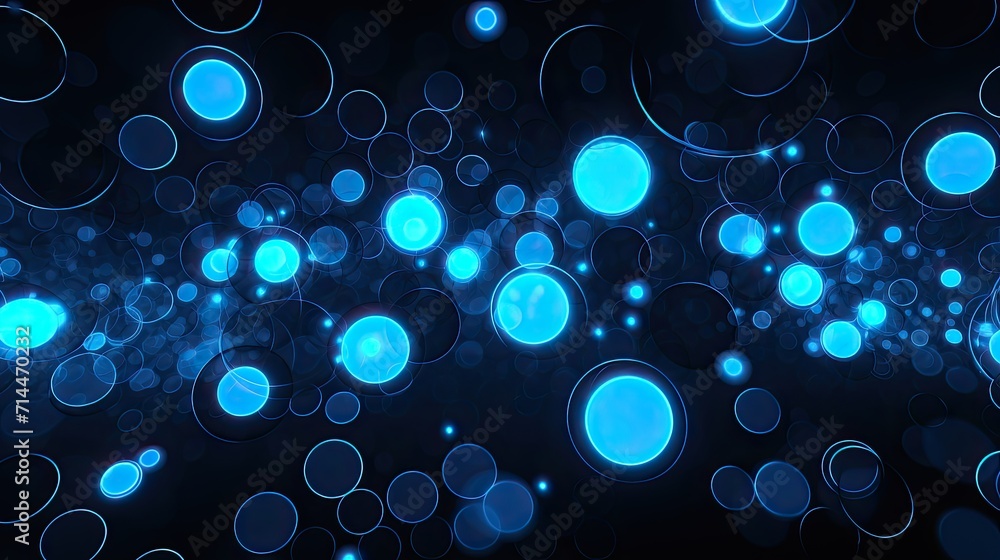 Poster a background with neon blue circles arranged in a repeating pattern