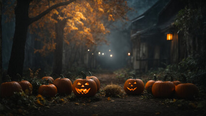 Naklejka na ściany i meble halloween pumpkin and background