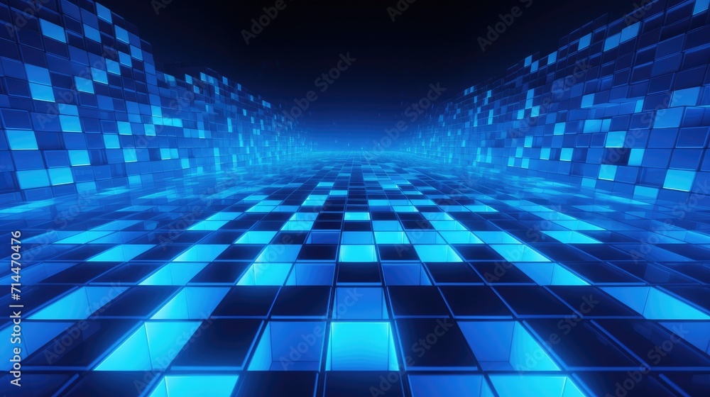 Aufkleber a background with neon blue squares arranged in a repeating pattern with a gradient effect from ligh