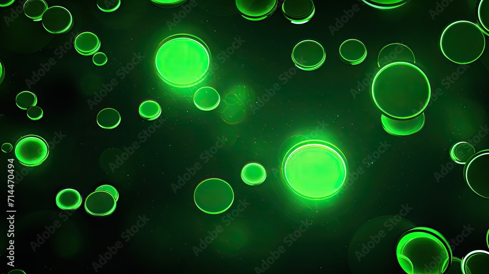 Poster a background with neon green circles arranged in a random pattern