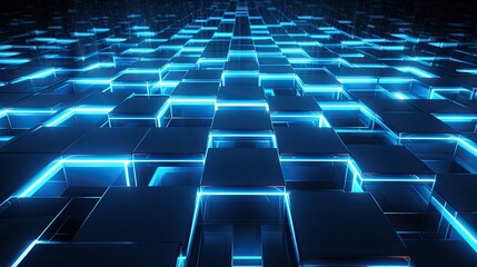 A background with neon blue squares arranged in a grid pattern with a 3d effect and a parallax scroll