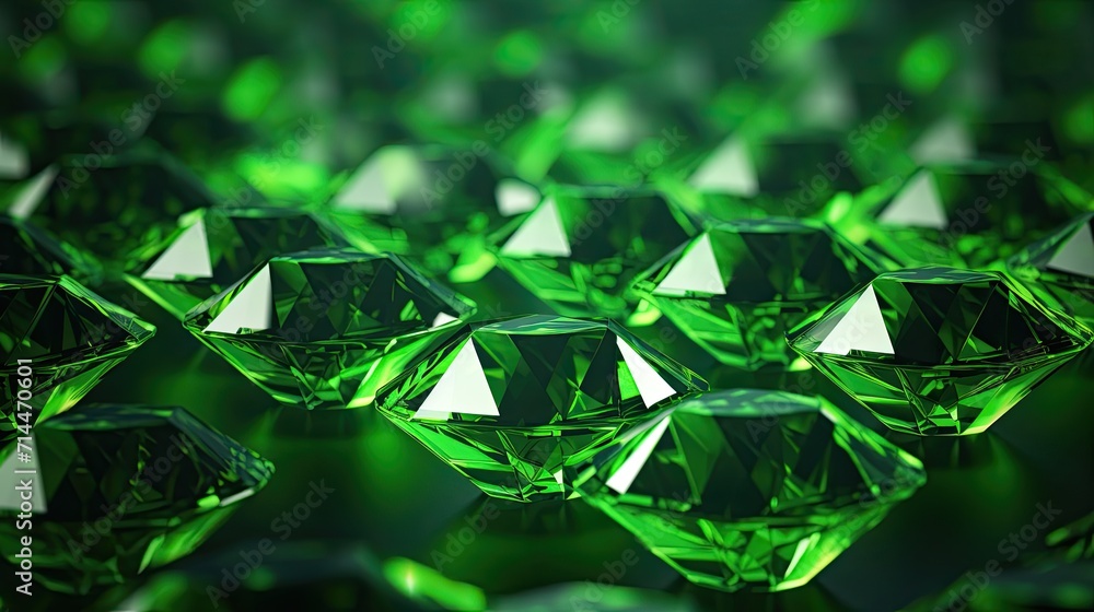 Poster a background with neon green diamonds arranged in a repeating pattern with a bokeh effect and a colo