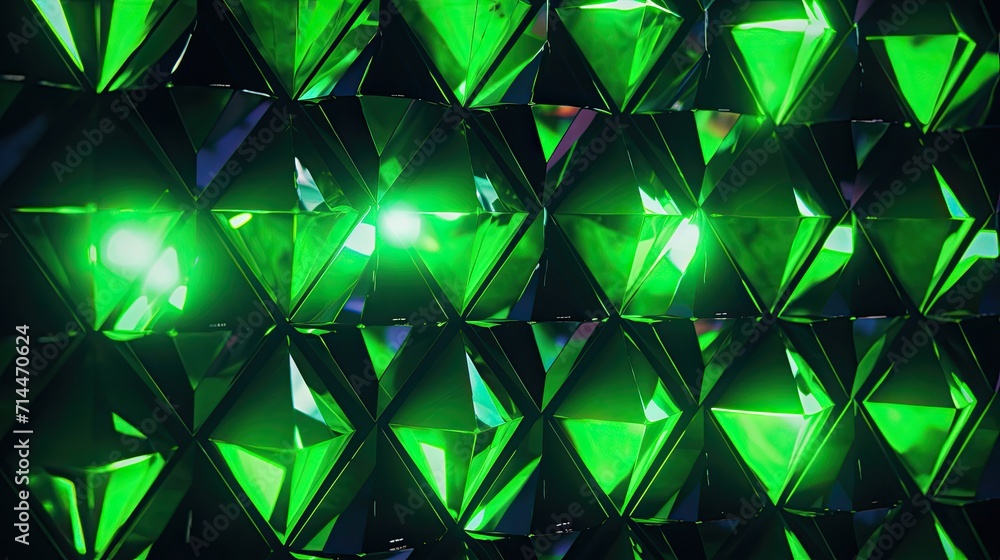Poster a background with neon green diamonds arranged in a repeating pattern with a chromatic aberration ef