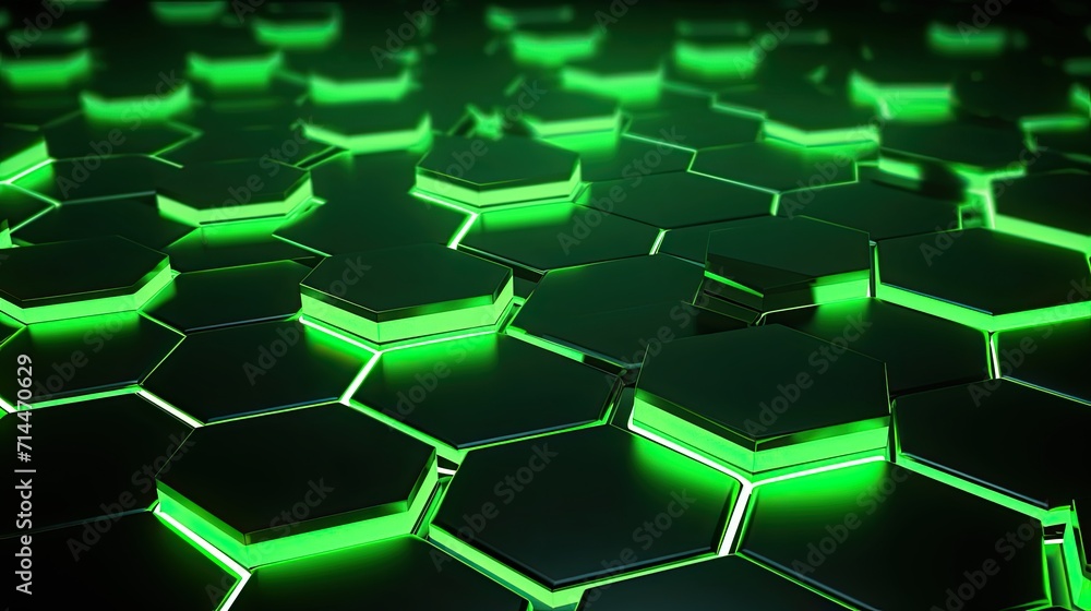 Aufkleber a background with neon green hexagons arranged in a grid pattern