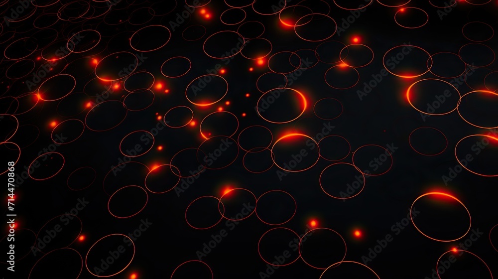 Poster a background with neon orange circles arranged in a random pattern