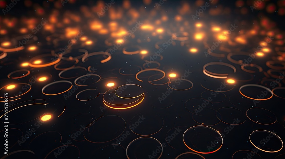 Aufkleber a background with neon orange circles arranged in a random pattern with a bokeh effect