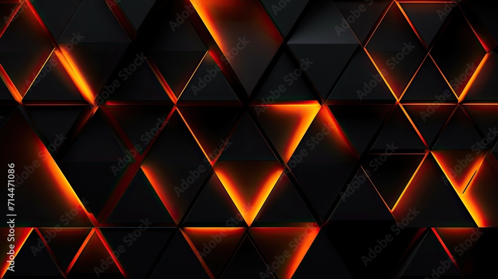 Poster a background with neon orange triangles arranged in a random pattern