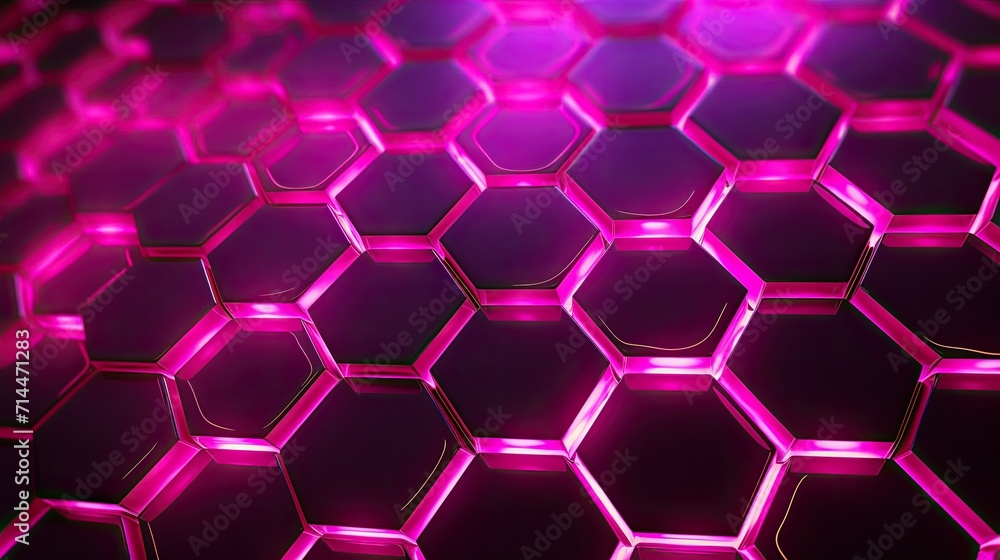 Aufkleber a background with neon pink hexagons arranged in a grid pattern with a chromatic aberration effect a
