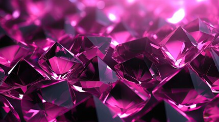 A background with neon pink diamonds arranged in a random pattern with a gradient effect and a radial blur - obrazy, fototapety, plakaty