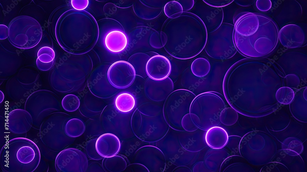 Poster a background with neon purple circles arranged in a random pattern