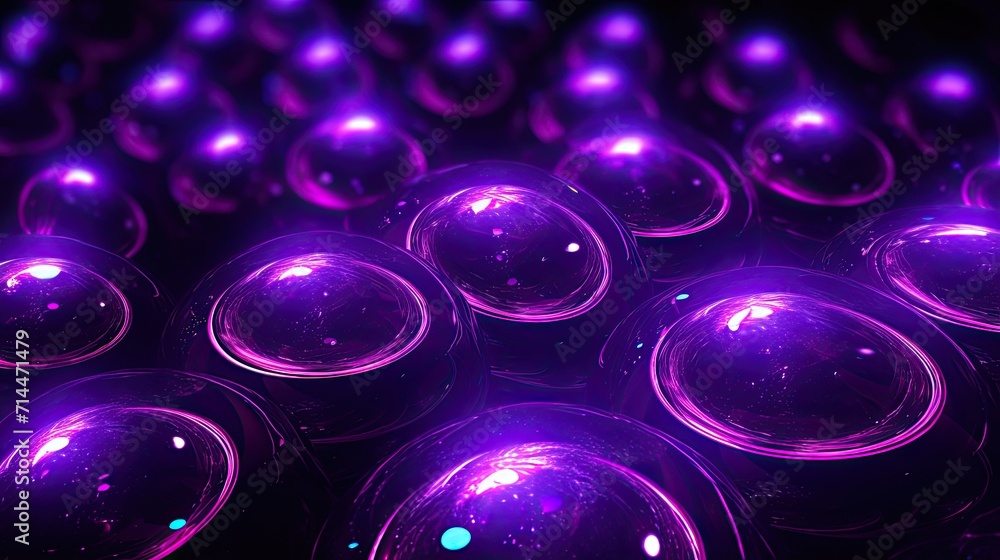 Poster a background with neon purple circles arranged in a random pattern with a kaleidoscope effect