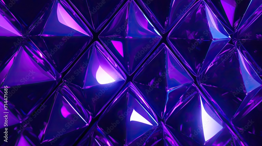 Poster a background with neon purple diamonds arranged in a repeating pattern with a chromatic aberration e