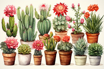 watercolor cactus. Raster illustration. illustration for greeting cards, invitations, and other printing projects.