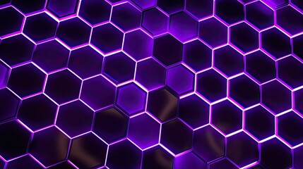 Fototapeta premium A background with neon purple hexagons arranged in a grid pattern