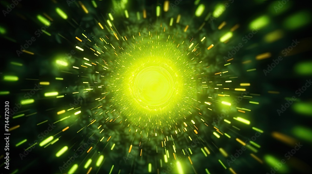 Poster a background with neon yellow circles arranged in a random pattern with a gradient effect and a radi