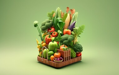 The depiction of crisp vegetables showcased via a smartphone, emphasizing the idea of purchasing food items online.