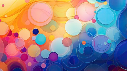 A colorful abstract design with circular shapes and a gradient background