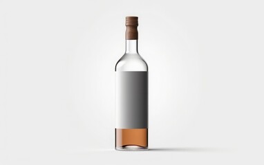 Displaying a bottle with a conceptual design mockup, the flat front view on a white background adds simplicity and depth in a 3D format.