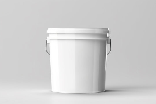 white plastic bucket on a gray background