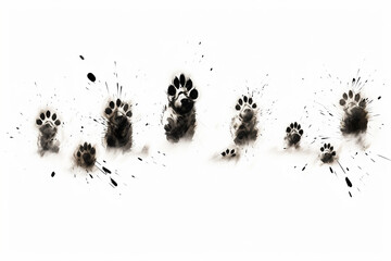 Dog paw foot print illustration, isolated on white background - obrazy, fototapety, plakaty