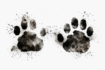 Dog paw foot print illustration, isolated on white background - obrazy, fototapety, plakaty