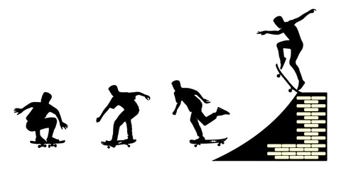 silhouettes of skateboard