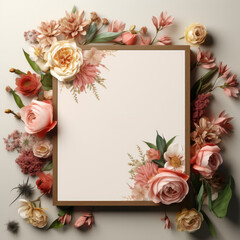 wedding signage mockup with flowers in background