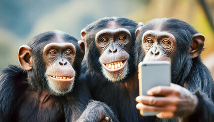 Chimpanzees Taking a Selfie