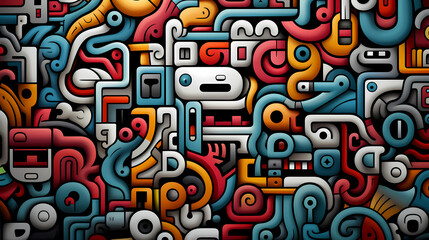 Funny doodle seamless pattern, artistic background