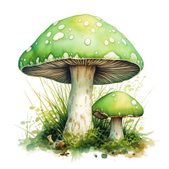 green mushrooms on grass