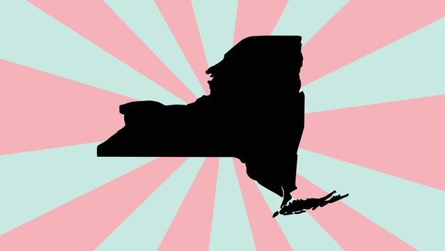 New York state map animation with rotating background