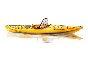 Yellow plastic kayak with paddle isolated on a Transparent background. Generative AI