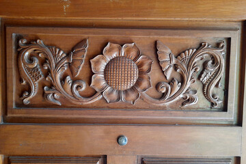 Door Panel with Carved Floral Design