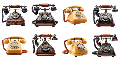 set collection old school telephone Artificial Intelligence Generative