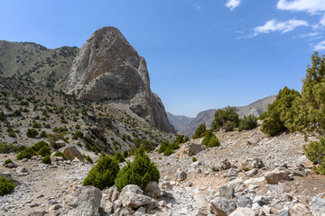 Hiking trail in the mountains of Tajikistan.